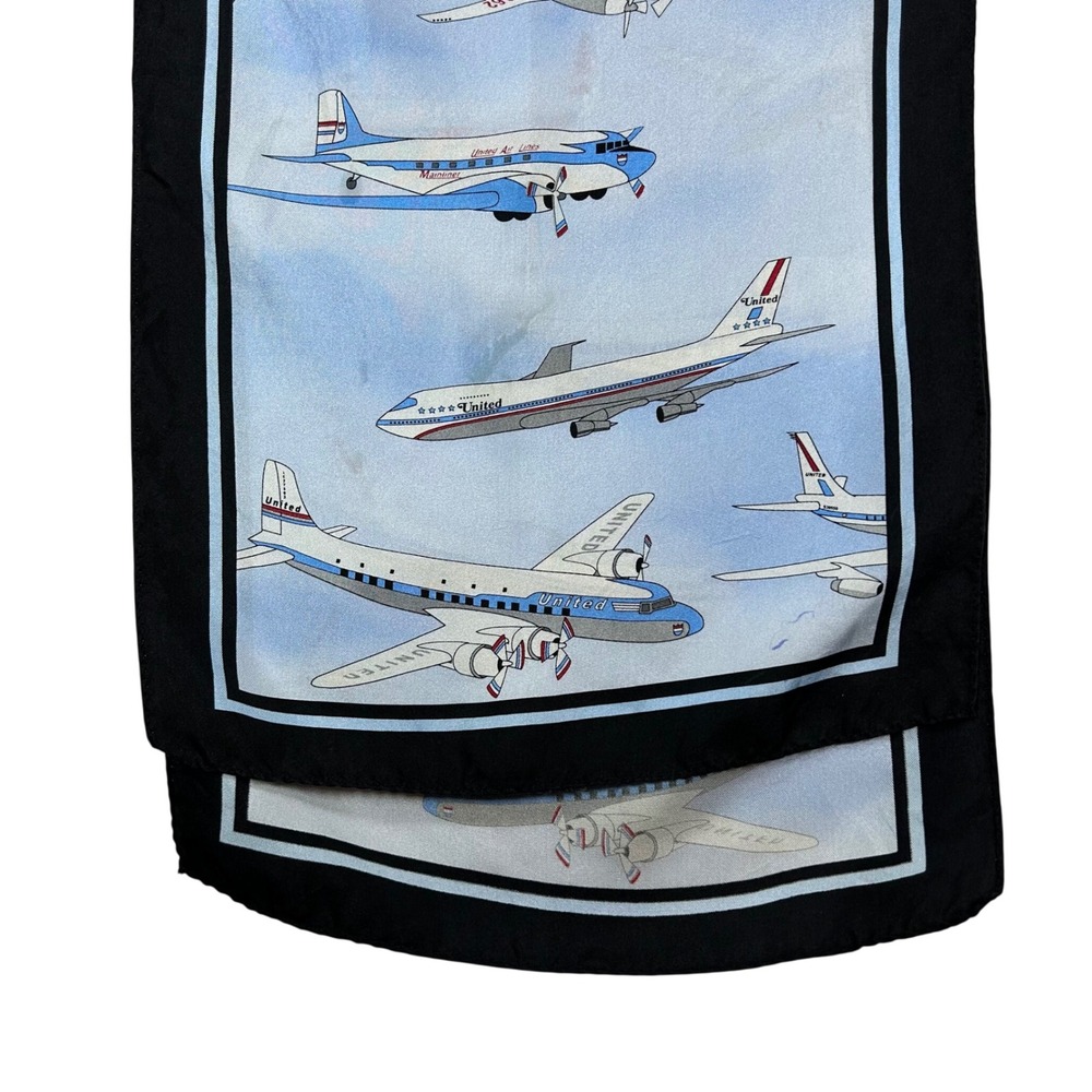 Vintage Clipped Wings United Air Lines Capital Airlines Silk Aviation Scarf